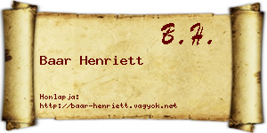 Baar Henriett névjegykártya